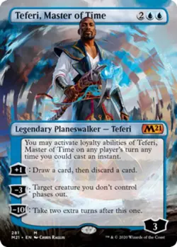 1 x Teferi, Master of Time - Borderless - Core Set 2021 - NM-Mint - MTG - Image 1
