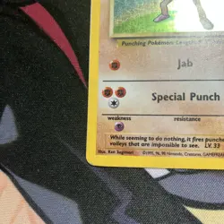 Pokemon TCG Hitmonchan Base Set Holo Unlimited Rare Card 7/102 MP - Image 3