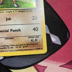 Pokemon TCG Hitmonchan Base Set Holo Unlimited Rare Card 7/102 MP - Image 4