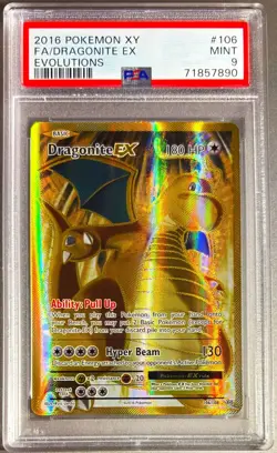 2016 Pokemon XY Evolutions Dragonite EX Full Art FA #106/108 PSA 9 MINT - Image 1