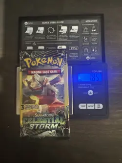 HEAVY - 7.85g - Pokemon Celestial Storm Sun & Moon 3 Card Pack - Image 1