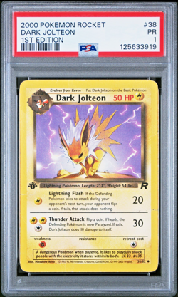 PSA 1 1ST EDITION 2000 Pokemon Team Rocket Dark Jolteon 38/82 Non Holo Rare WOTC - Image 1