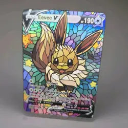 Pokemon Custom Stained Glass Holo Foil Card With Texture Eevee V Full Art - Image 1