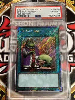 YuGiOh UPSTART GOBLIN #RA03-EN096??PSA 10??1st EDITION-2024 PLATINUM SECRET RARE - Image 1