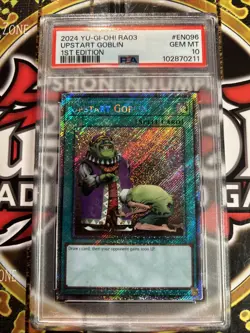 YuGiOh UPSTART GOBLIN #RA03-EN096??PSA 10??1st EDITION-2024 PLATINUM SECRET RARE - Image 2