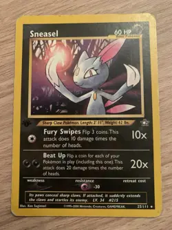 Sneasel 1st Edition Neo Genesis 25/111 WOTC Vintage Pokemon Card - Image 2