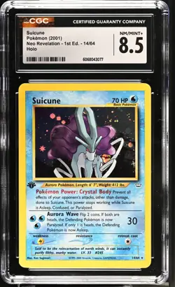 POKEMON CGC 8.5 Neo Revelation Suicune 14/64 Holo Rare 1st Edition *3077 - Image 1