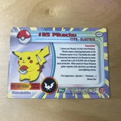 Pokemon Pikachu TV Animation Edition Topps Card #25 Series 1 Vintage Pokemon TCG - Image 2