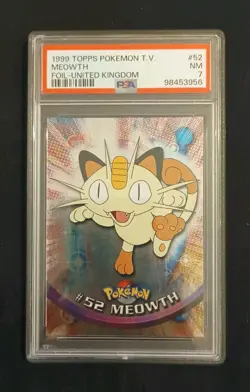 PSA 7 Pokemon Foil Meowth #52 Topps Card - Image 1