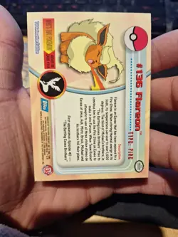 FLAREON #136 TOPPS Pokemon TV Animation BLUE LOGO Series 3 Non Holo NM - Image 3