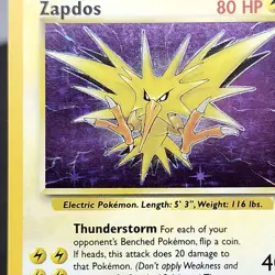 Zapdos Holo Fossil 15/62 Unlimited Pokemon TCG Card WOTC Vintage Rare NM ? - Image 2