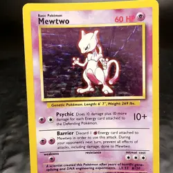 Mewtwo Holo Rare Base Set 2 10/102 WOTC Pokemon TCG MP Vintage Psychic Card - Image 1