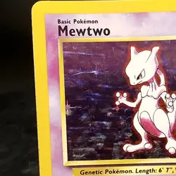 Mewtwo Holo Rare Base Set 2 10/102 WOTC Pokemon TCG MP Vintage Psychic Card - Image 2