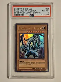 2002 Yu-Gi-Oh! LOB-001 Blue Eyes White Dragon PSA 8 - Image 1