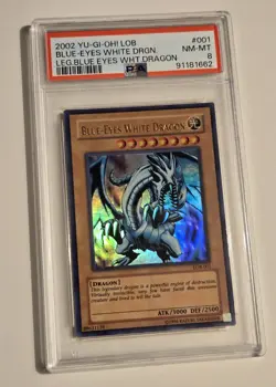 2002 Yu-Gi-Oh! LOB-001 Blue Eyes White Dragon PSA 8 - Image 2