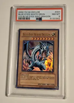 2002 Yu-Gi-Oh! LOB-001 Blue Eyes White Dragon PSA 8 - Image 3