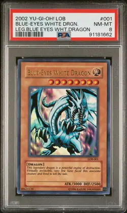 2002 Yu-Gi-Oh! LOB-001 Blue Eyes White Dragon PSA 8 - Image 5