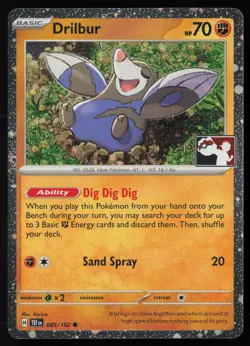 Pokemon Drilbur 085/162 Prize Pack Series Cards Cosmo Holo Pack Fresh - NM - Image 1