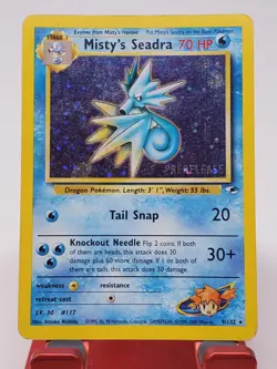 Mistys Seadra Prerelease Gym Heroes Holo Rare Unlimited Pokemon Card 9/132 - MP - Image 1