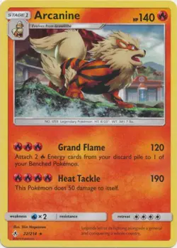 (SM10-022) Arcanine (Rare Holo) Pokemon Unbroken Bonds Card # 22 - Image 1