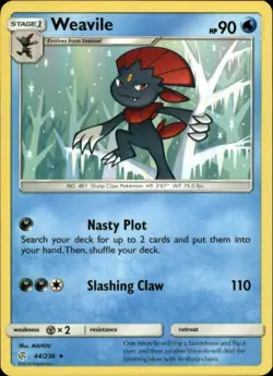 2x (SM12-044) Weavile Rare Pokemon Cosmic Eclipse Card # 44 - Image 1