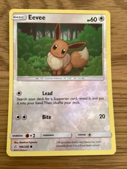 Eevee Pokemon Card 166/236 Reverse Holo- Used - Sun & Moon/Cosmic Eclipse Set - Image 1