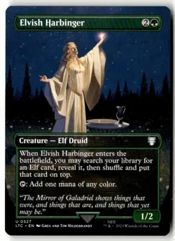MTG - Elvish Harbinger (Borderless) 527 Regular NM Commander: The Lord of the Ri - Image 1
