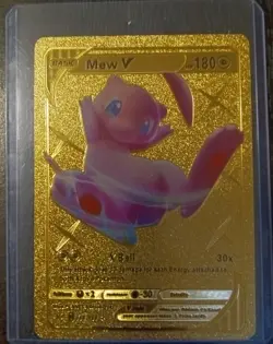 RARE Pokemon TCG Mew V Pokemon Gold Foil Fan Art Pokemon Card, MINT CONDITION - Image 1