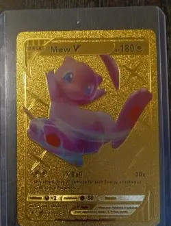 RARE Pokemon TCG Mew V Pokemon Gold Foil Fan Art Pokemon Card, MINT CONDITION - Image 2