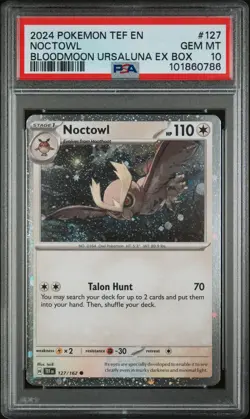 Noctowl 127/162 Temporal Forces Pokemon Cosmos Holo Exclusive PSA 10 - Image 1