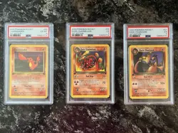 1st Edition PSA Grade 5 and 6 Charmander Dark Charmeleon Dark Charizard Pokemon - Image 1