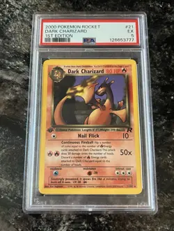 1st Edition PSA Grade 5 and 6 Charmander Dark Charmeleon Dark Charizard Pokemon - Image 4