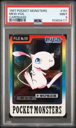 1997 POCKET MONSTERS POKEMON CARDDASS #151 MEW-FOIL CARDDASS PSA 9 - Image 1