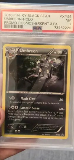 2016 Pokemon Umbreon XY Black Star Promo 3 Pack Blisters Cosmos PSA 7 - Image 1