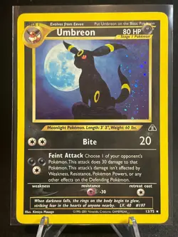 Pokemon Umbreon 13/75 Neo Discovery Holo LP-MP Excellent-Very Good Rare Vintage - Image 1