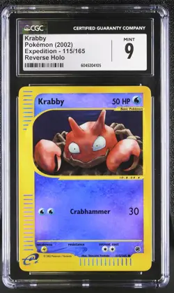 CGC 9 MINT Krabby 2002 Expedition 115/165 Reverse Holo Pokemon Card - Image 1