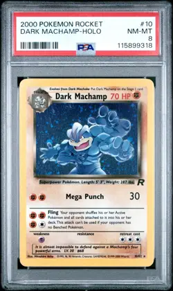 Dark Machamp (Holo) #10 - 2000 Pokemon Team Rocket - PSA 8 Near Mint!!! - Image 1