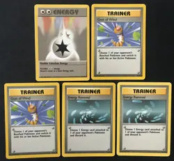5 X WOTC Wizards Pokemon Cards Base Set Trainer Double Colourless Energy Gust - Image 1