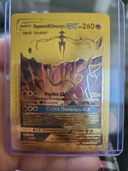 Espeon & Deoxys GX Tag Team Gold Foil Fan Art Vinyl Collector Pokemon HP260 - Image 3