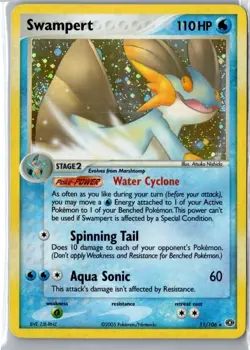 Pokemon 2005 Swampert TCG Emerald Holo Card 11/106 w/ half-SWIRL Rare NM - Image 1