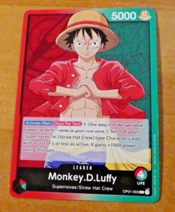 ONE PIECE ENGLISH CARD GAME CARTE MONKEY.D.LUFFY OP01-003 L EN JCC ERRATA NM - Image 1