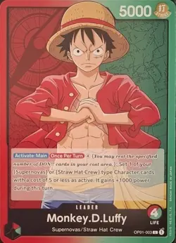 ONE PIECE Card Game Romance Dawn OP01-003 Monkey D Luffy Leader Pre Errata LP/NM - Image 1