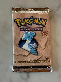Pokemon Fossil 1st Edition Sealed Booster Pack Lapras Art Case Fresh (Unweighed) - Image 1