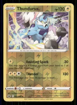 Thundurus SWSH06: Chilling Reign #052/198 Rare Reverse Holo Pokemon LP - Image 1