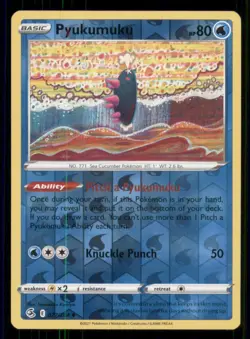 Pyukumuku SWSH08: Fusion Strike #077/264 Uncommon Reverse Holo Pokemon LP - Image 1
