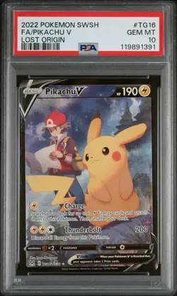 2022 Pokemon Lost Origin Pikachu V Trainer Gallery #TG16/TG30 PSA 10 W/Guard - Image 3