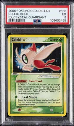 2006 POKEMON EX CRYSTAL GUARDIANS GOLD STAR #100 CELEBI-HOLO PSA 5 - Image 1