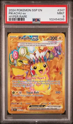 2024 Pokemon SSP Pikachu ex Hyper Rare #247 PSA 9 Mint - Stunning SSP Hit 🔥 - Image 1