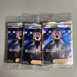 Pokemon SEALED Boss's Orders SWSH251 + 132/172 Full Art Cosmos Holo Pack x3 - Image 1