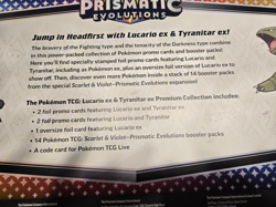 Pokemon TCG Scarlet And Violet Prismatic Evolutions Lucario ex & Tyranitar - Image 3